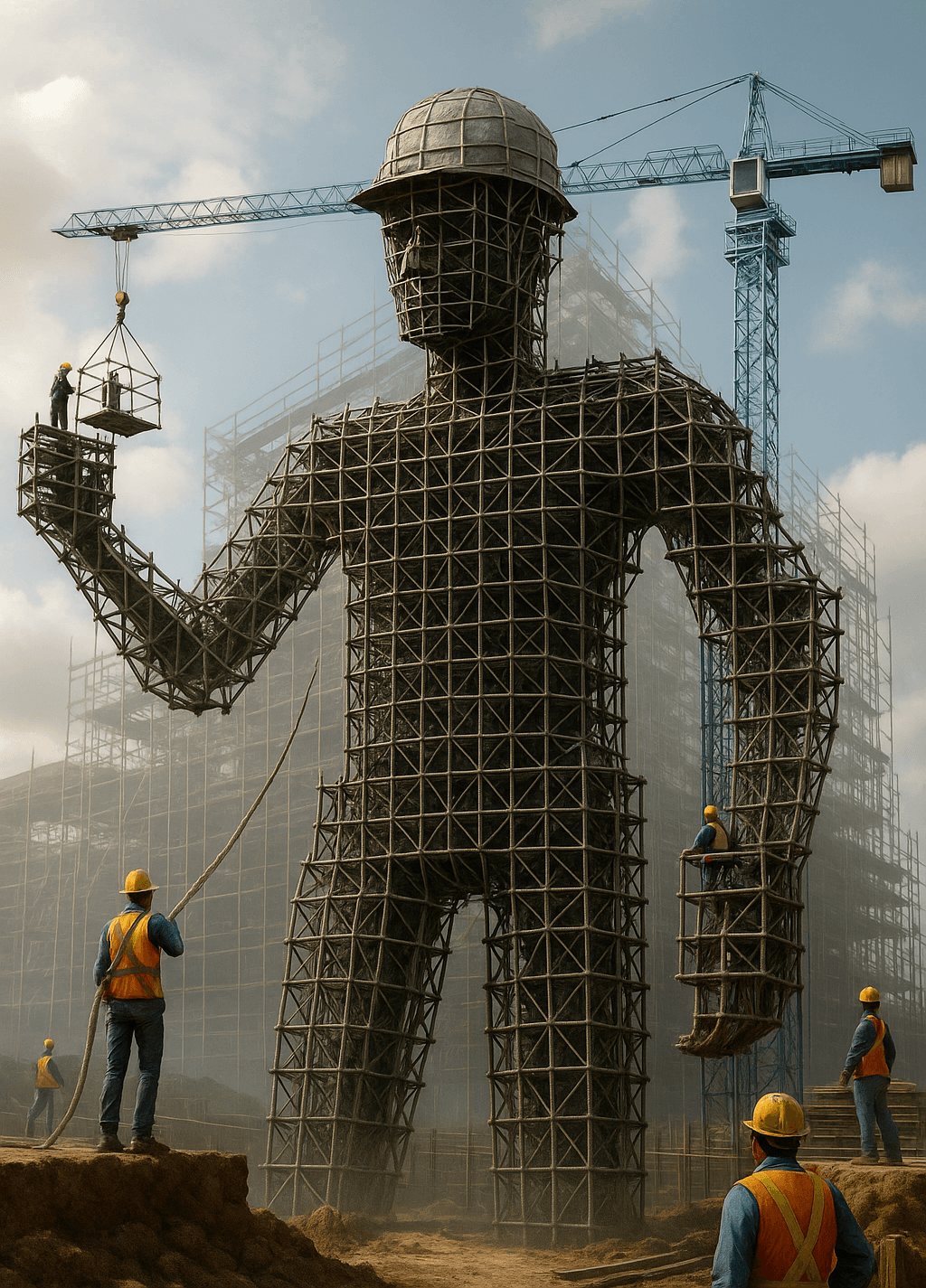 Scaffolding equipment near construction site